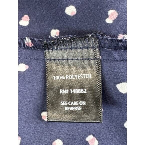 Torrid Women’s Size 2 Navy Blue Blouse w/White & Pink Spots 100% Polyester Flowy - Picture 10 of 13
